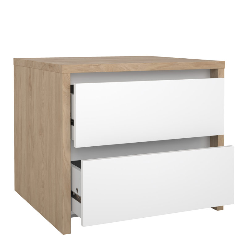 Borislava 51.6 cm W Bedside Table, Brown/White