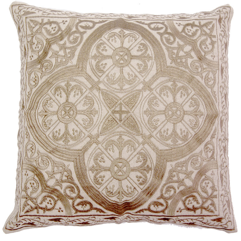 Housse de coussin en lin et plumes, Gris