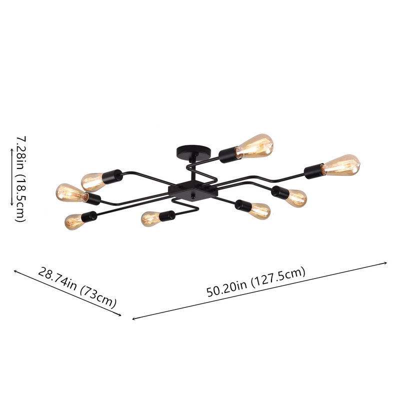 Kasson Semi Flush Mount, Black Painted