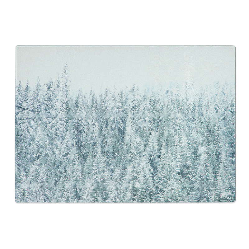 Tempered Glass Winter Forest Painting Chopping Board, 28.5 cm x 39 cm