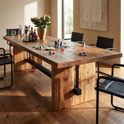 Rectangular Solid Wood Dining Table in Natural Wood Tone