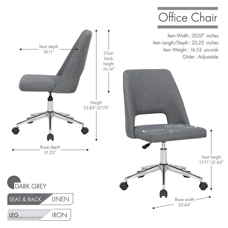 Linen Task Chair, Dark Grey