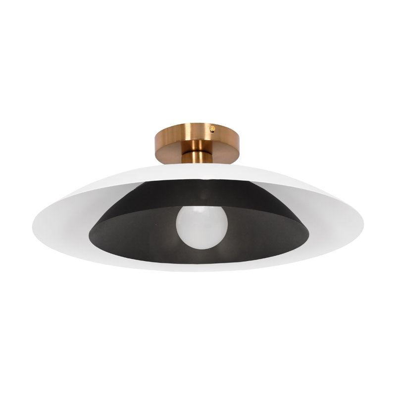 Royston 1 Light Semi Flush Mount, Matte White/Matte Black
