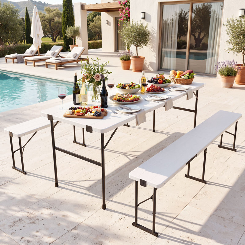 6FT Folding Picnic Table Set with Benches