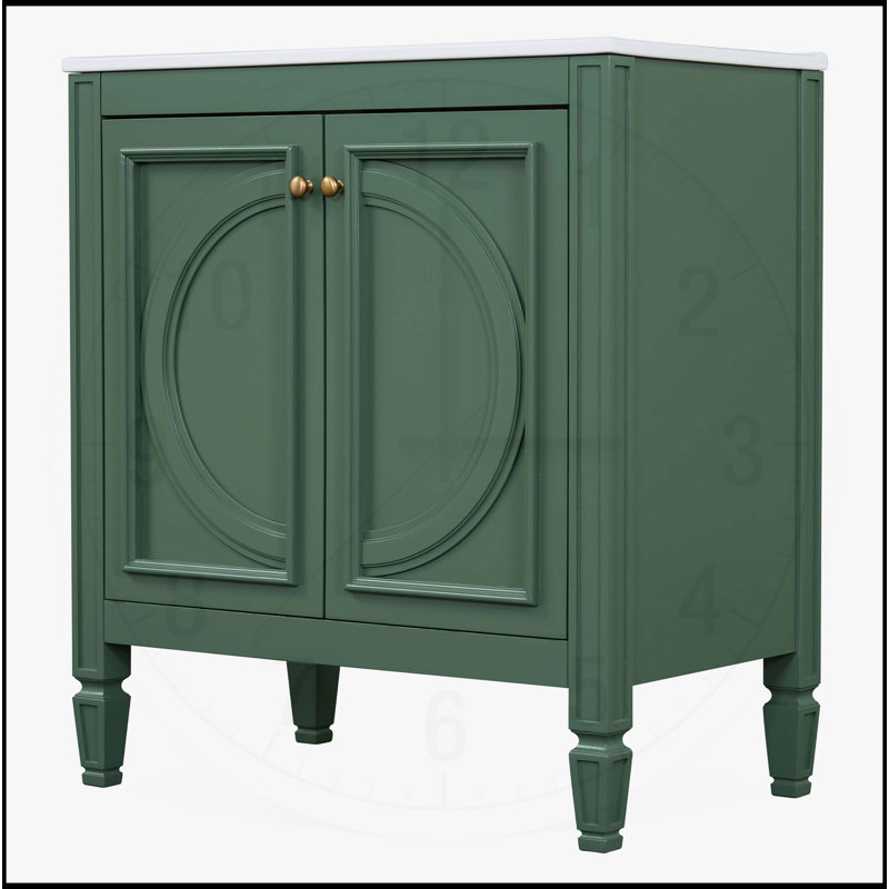 Meuble-lavabo de style rétro 30 po avec lavabo, deux portes, charnières à fermeture douce et tablette réglable pour un rangement élégant