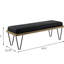 Banc rectangulaire de style Mid-Century avec revêtement bleu foncé et cadre noir aux couleurs naturelles