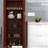 63" Freestanding Cabinet, Tan For Dining Room Pantry. 5 Shelving, 2 Adjustable, Enhances Appearance And Efficiency Pantry, Storage Cabinet. Beautifies
