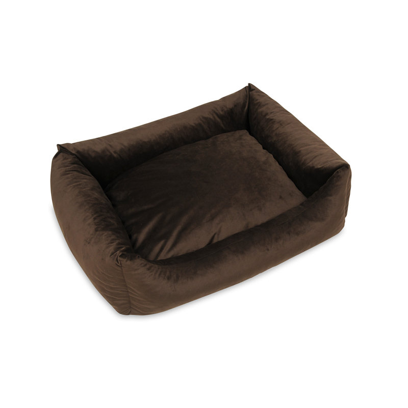 Stetson Velour Pet Bed, Brown, 20cm H x 76cm W x 64cm D, Large