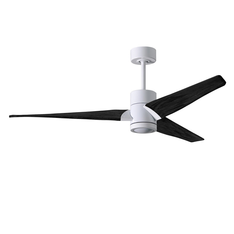 Ceiling Fan with LED Lights, Gloss White, Matte Black, 52"