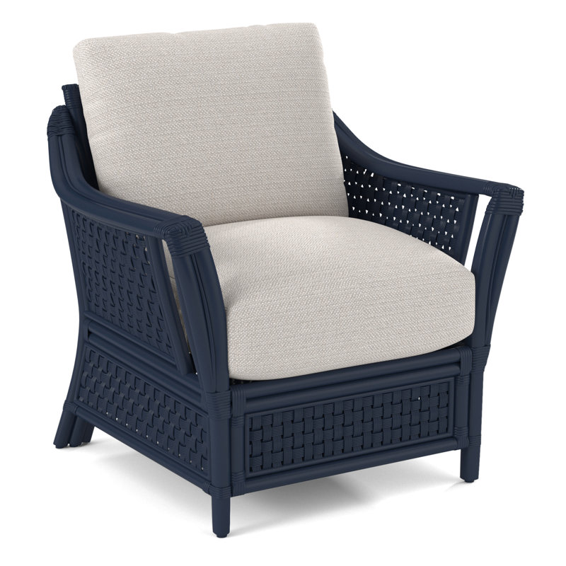Boca Upholstered Armchair, Navy, White Textured Performance; 0865-91