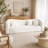 91'' Modern Curved Sherpa Sofa, 4-Seater Deep Seat Cream Couch with Solid Wood Frame & 3 Throw Pillows
