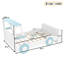 Lit simple pour voiture simple avec tablettes de rangement, lit plateforme avec un joli design en forme de voiture adapté aux enfants, bleu et blanc-505280142