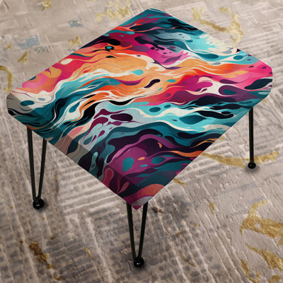 Mystic Aura Multicolor Mirage - Abstract Rectangle Ottoman