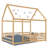 Kova Modern Wooden House Floor Bed with Roof Frame and Safety Guardrails-122489740-122489742