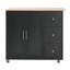 Chariot de cuisine mobile avec rangement, îlot de cuisine roulant de 39,76 po avec 2 portes, 3 tiroirs et tablette réglable, chariot utilitaire noir pour la cuisine / salle à manger