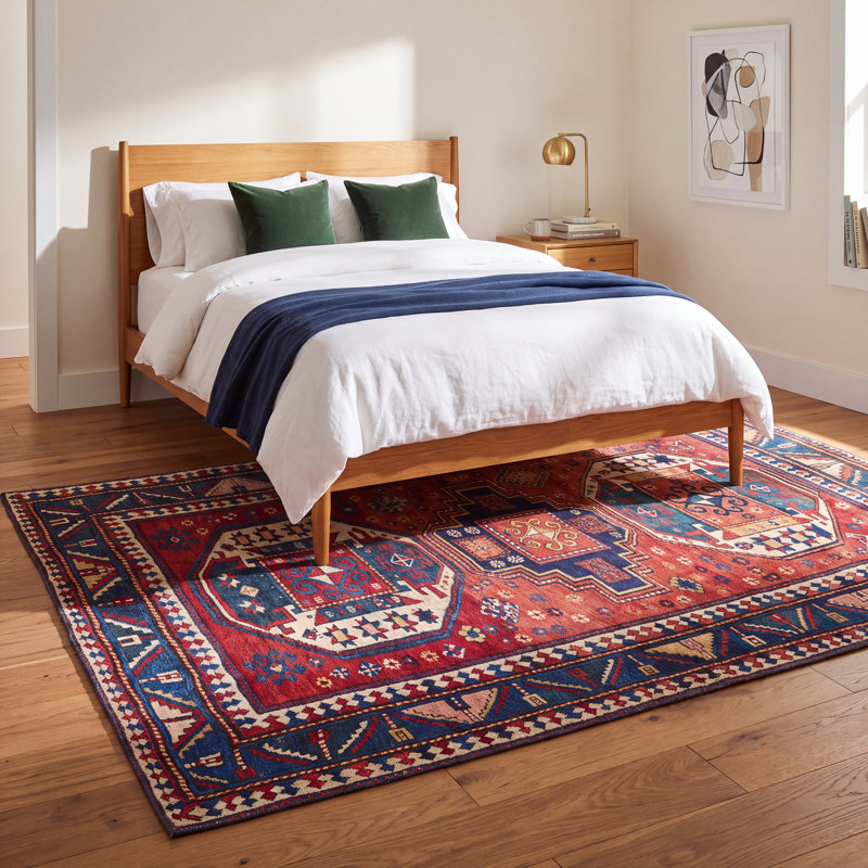 Broden Oriental Navy/Red Area Rug, Rectangle 9' x 12'