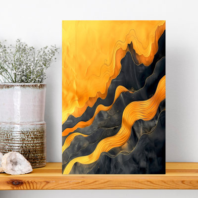 Golden Flow Abstract Elegant Modern Wall Art
