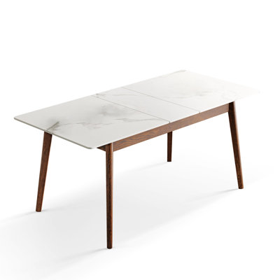 Extendable Table In Solid Oak, 1.2 - 1.5m, White Slate, & Stylish For Interior Dining Table, Family