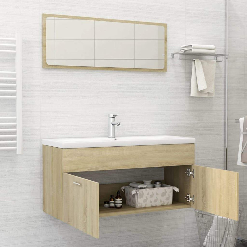 Commode d'appoint à miroir, Brun foncé
