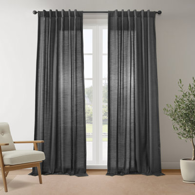 Rideaux semi-transparents texturés en mélange de coton pour rideaux de chambre à coucher et de salon (rideaux à 2 panneaux)