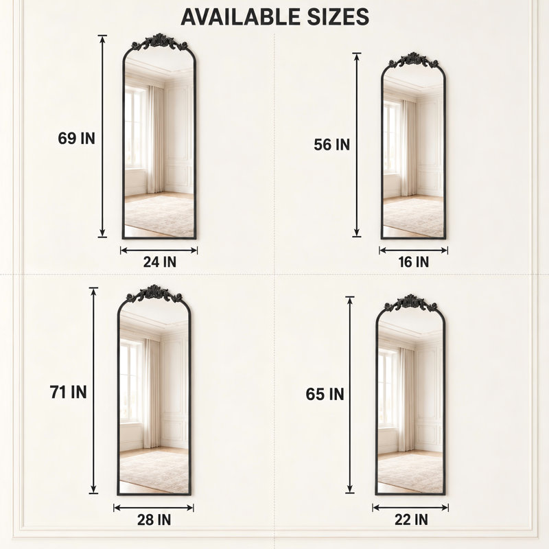 Miroir rétro pleine grandeur de luxe, 65" x 22"