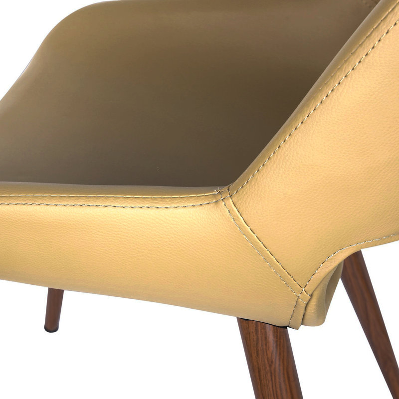 Chaise de salle à manger style Mid-Century en similicuir Fortunato, 2, Similicuir jaune