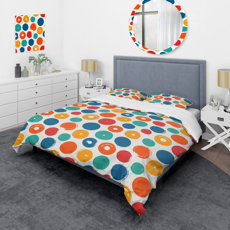 Ensemble de housse de couette en microfibre rouge / bleu / jaune 3 pièces, Housse de couette double / grand + 2 taies décora