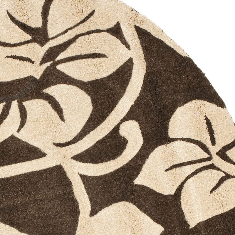 Candelo Hand Tufted Wool & Viscose Pile Floral Rug, Round 6'