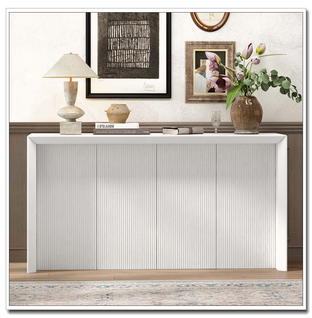 Latitude Run® Wood Veneer Simple Entryway Table with Wavy Design | Wayfair