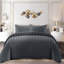 Aspire Homeware 4 Piece Hotel Quality Striped Duvet Bedding Set with Pillowcases and Fitted Sheet for Luxury Bedding Comfort-119236704-119236692