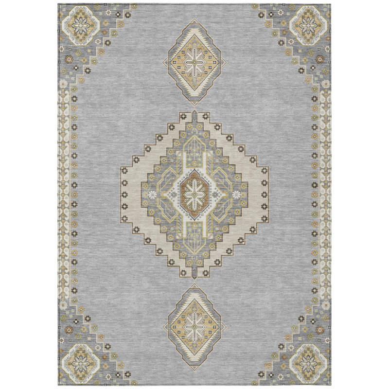 Elira Gray Washable Indoor-Outdoor Rug - , 8' x 10'