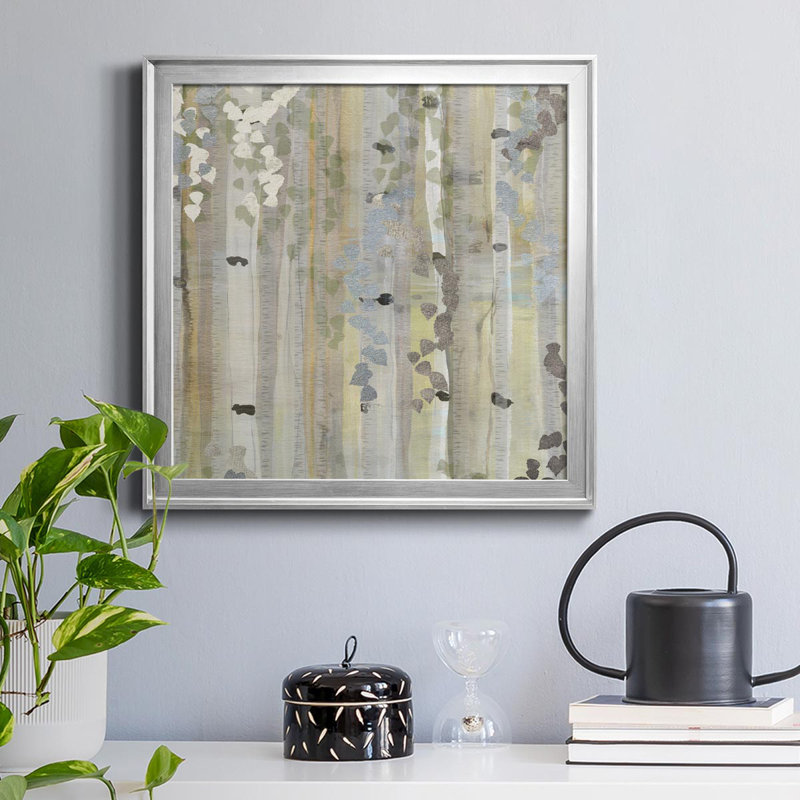 «Spring Birch Grove II», reproduction d'art sur toile encadrée, H 22,5 po x l 22,5 po x P 1,5 po, Argent