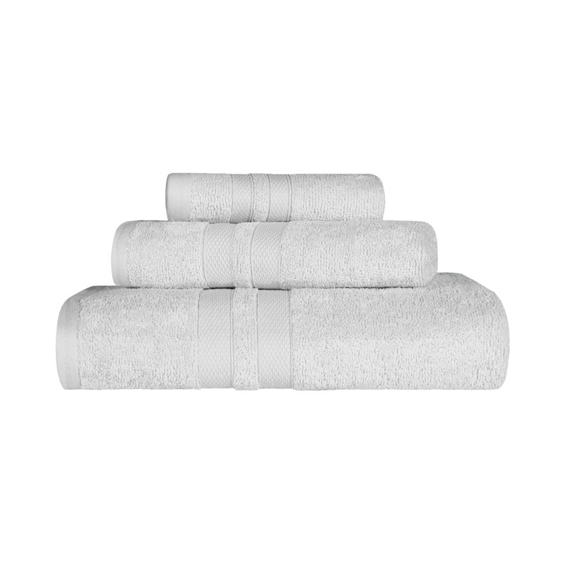Charie Quick-Drying 3 Piece 100% Cotton Towel Set, Silver 