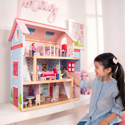 Chelsea Doll Cottage Wooden Dollhouse with 16 Accessories, for 5-Inch Dolls