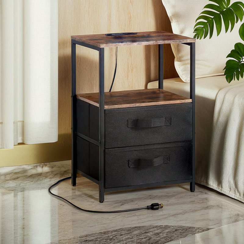 Table de bout pour table de chevet avec port USB (ensemble de 2)