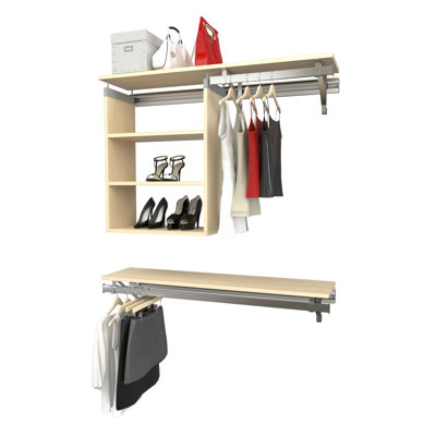 Double Shelf-Hang Closet Shelf with Adjustable 3 Shelf Cubby