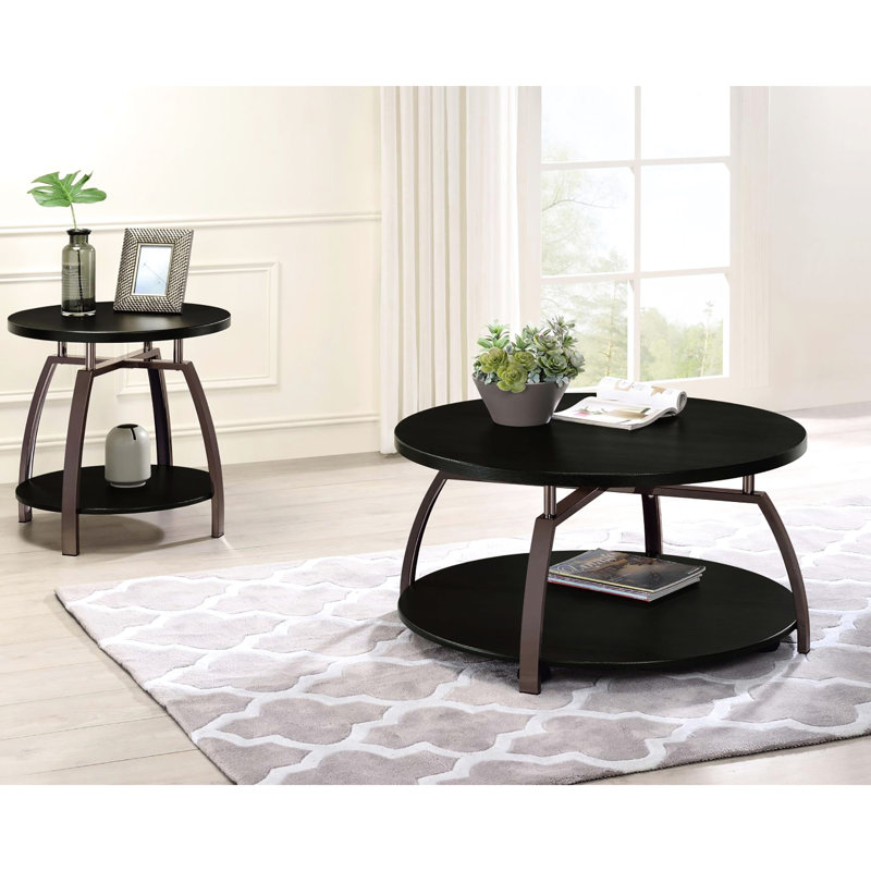 Table basse et console en nickel foncé et gris foncé - Finition élégante et polyvalente pour tout salon