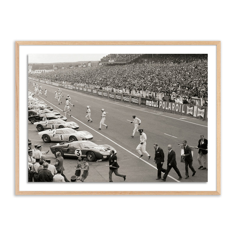 Start Of The Le Mans Race Print by Getty Images, White Oak Framed, 18" H x 24" W