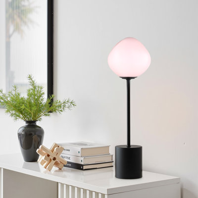Lampe de table artistique en verre 18 po avec abat-jour en forme de globe soufflé à la main, lumière douce, éclairage décoratif moderne pour la chambre à coucher, le salon et la décoration d'appartement