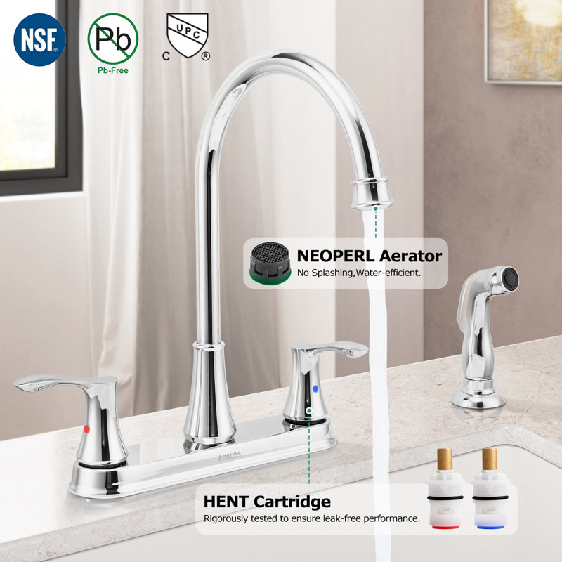 Parlos Home Kitchen Faucet with Side Spray, Polished Chrome