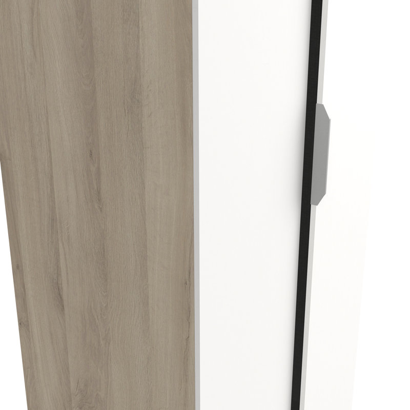 Novaly 2 Door Manufactured Wood Wardrobe, Brown/White, 203cm H x 79.4cm W x 51.1cm D