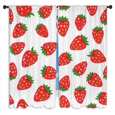 Strawberry Window Curtains  Food Farmhouse Drapes - 2 Panels