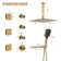 12”Ceiling Mounted Thermostatic Rainfall Shower System with 3 Body Jets and Storage Shelf