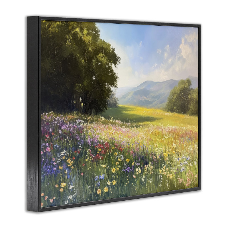 Estampe sereine prairie encadrée, design par Petal Prints Design, H 24 po x l 30 po, Giclée encadrée noir minuit