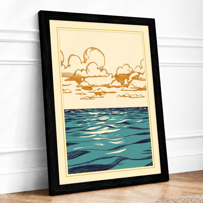 Sky Meets Sea Coastal - Framed Print, A2 - 59.4 x 42.0 cm, Black