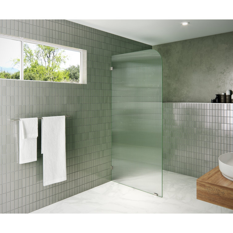 Aurora 34 in. x 78 in. Fully Frameless Fluted Radius Single Fixed Shower Panel
