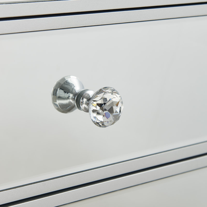 Quinton Mirror and Glass Bedside Table 3 Drawers Modern Design