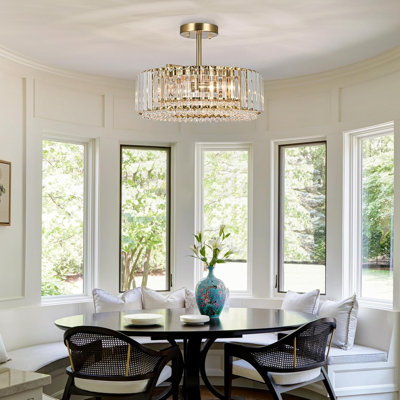 Modern Crystal Chandelier Flush Mount Ceiling Light Fixture For Living Room Dining Room Bedroom Kitchen Hallway