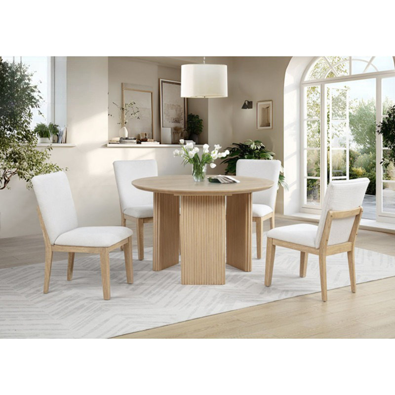Table de salle à manger ronde, table de salle à manger contemporaine, Chêne clair