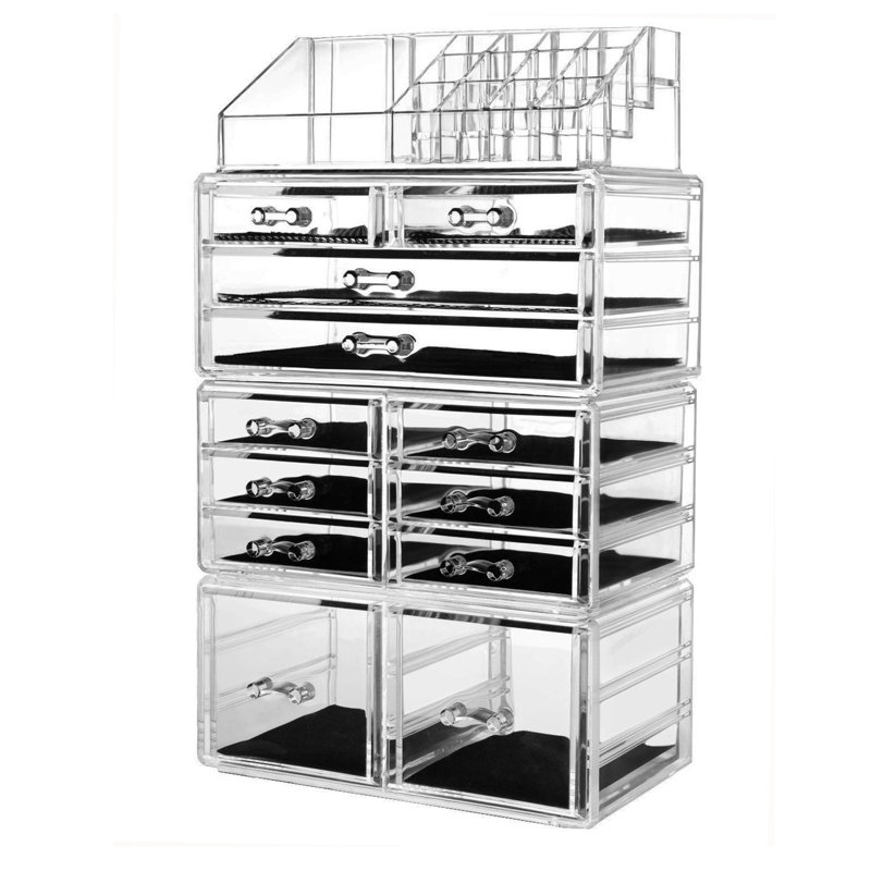 Organisateur de maquillage en acrylique Pollocksville, Transparent
